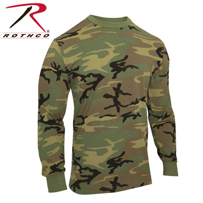 Rothco Long Sleeve Vintage T-Shirt in Woodland Camo Size Small