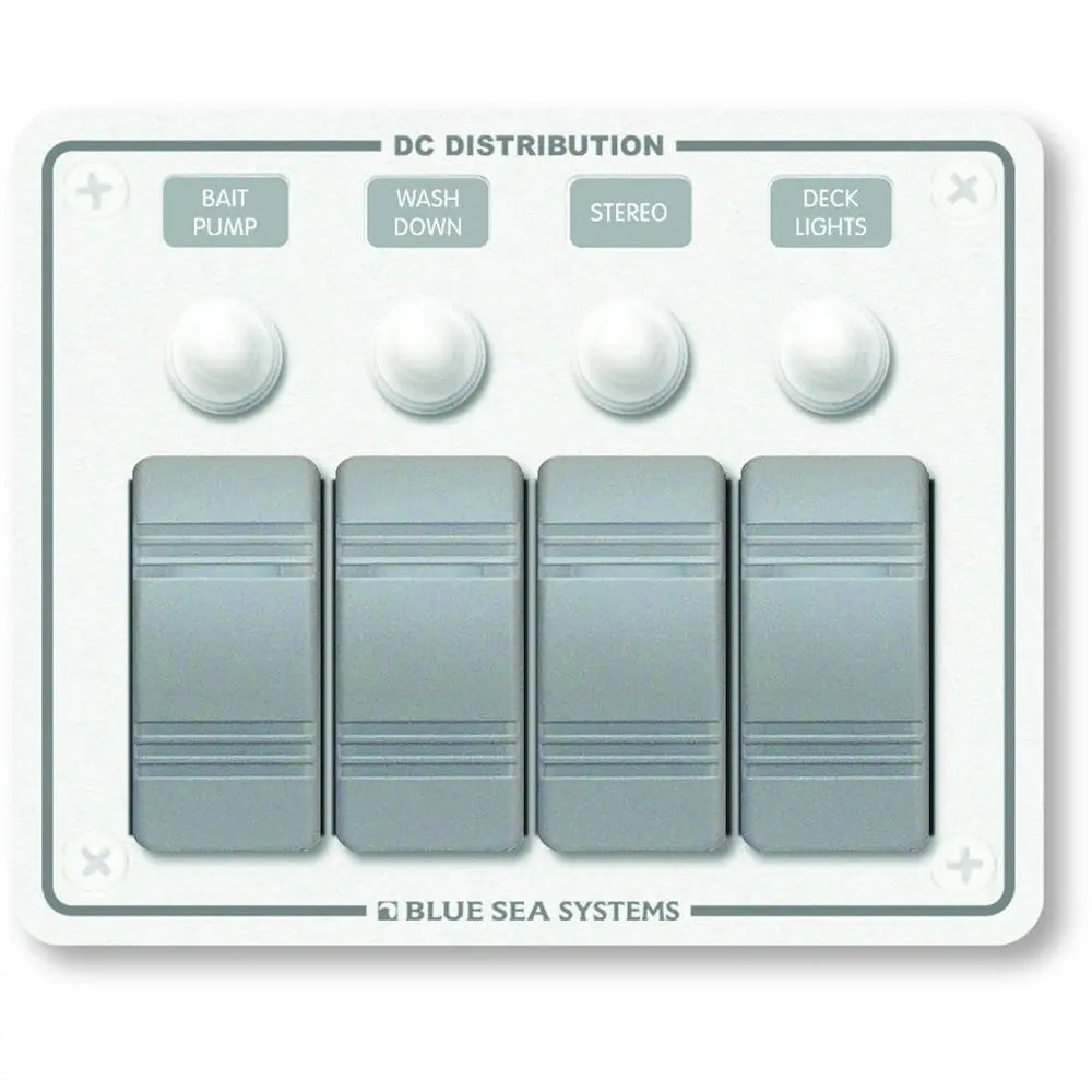 Blue Sea Systems 8272 Water Resistant 4-Position Circuit Breaker Panel for Marine Use