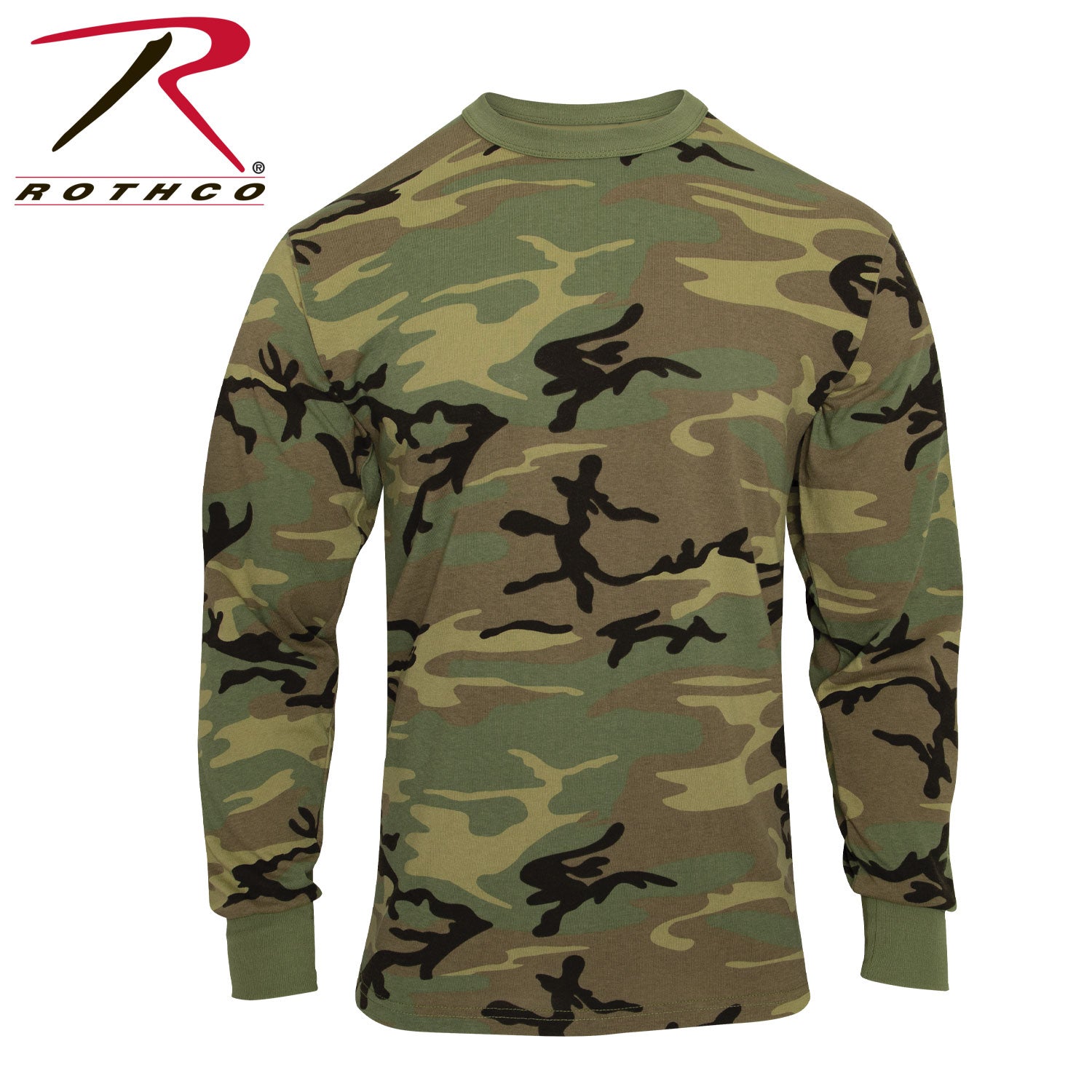 Rothco Long Sleeve Vintage T-Shirt in Woodland Camo Size Small