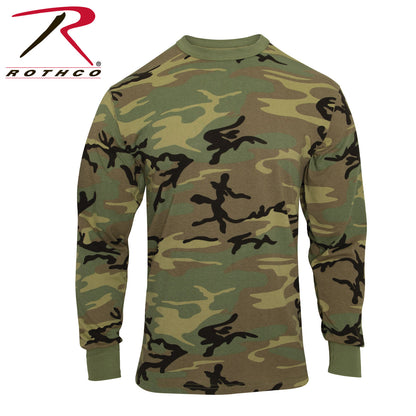 Rothco Long Sleeve Vintage T-Shirt in Woodland Camo Size Small