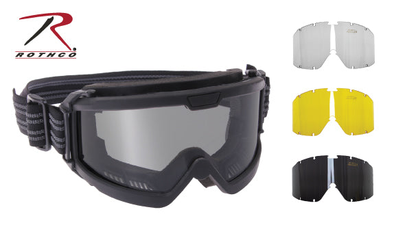Rothco ANSI Ballistic OTG Goggle System Black with Interchangeable Lenses and Impact Protection