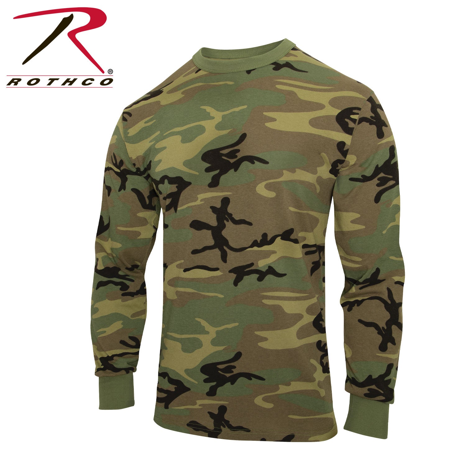Rothco Long Sleeve Vintage T-Shirt in Woodland Camo Size Small
