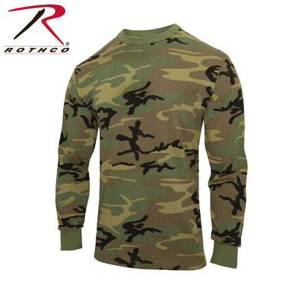 Rothco Long Sleeve Vintage T-Shirt in Woodland Camo Size Small