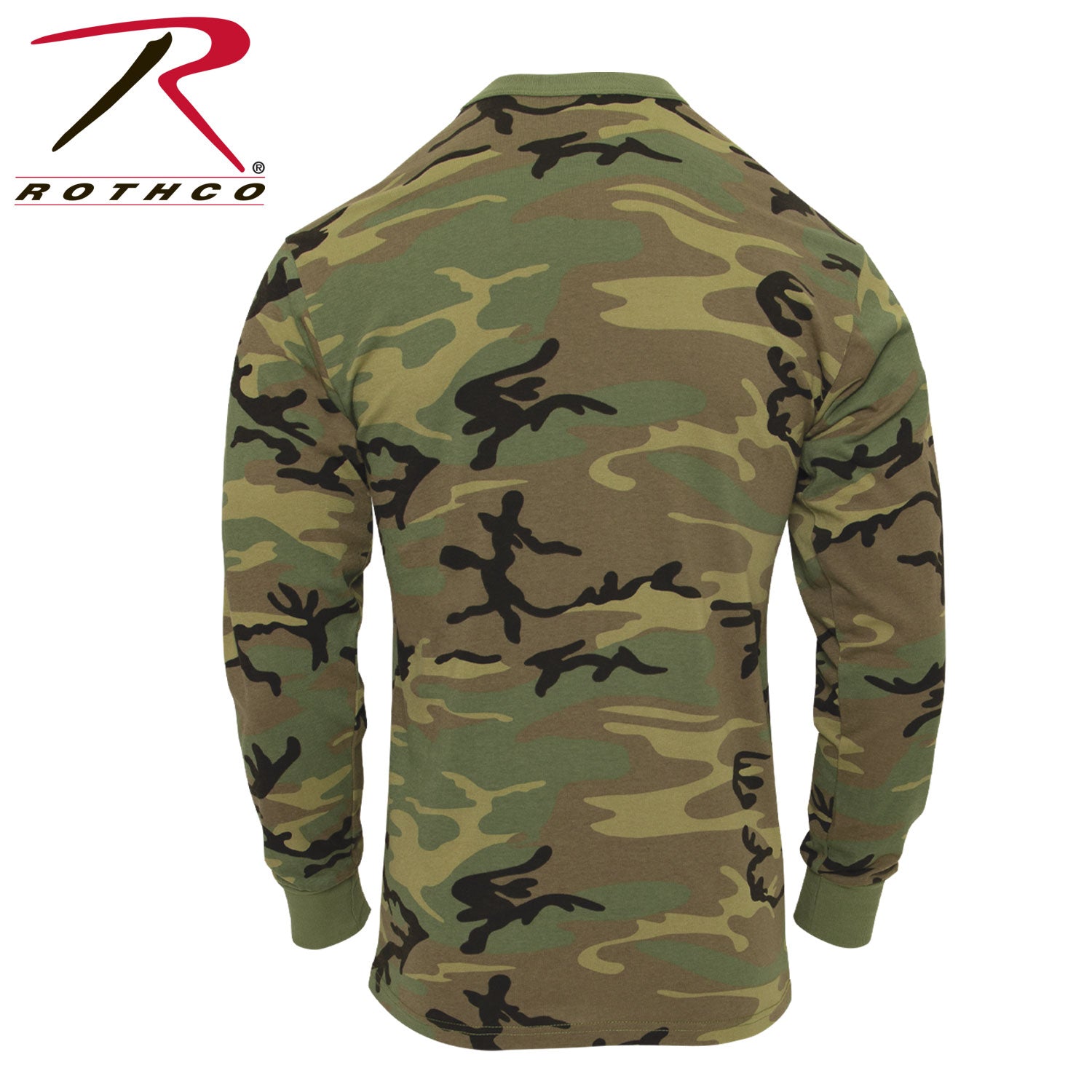 Rothco Long Sleeve Vintage T-Shirt in Woodland Camo Size Small