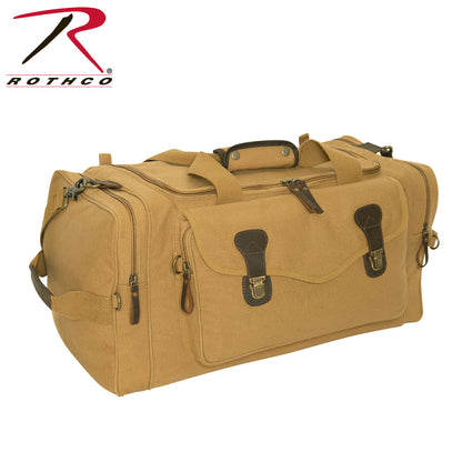 Rothco Canvas Long Weekend Bag Coyote Brown – Durable Travel Duffel with Multiple Pockets