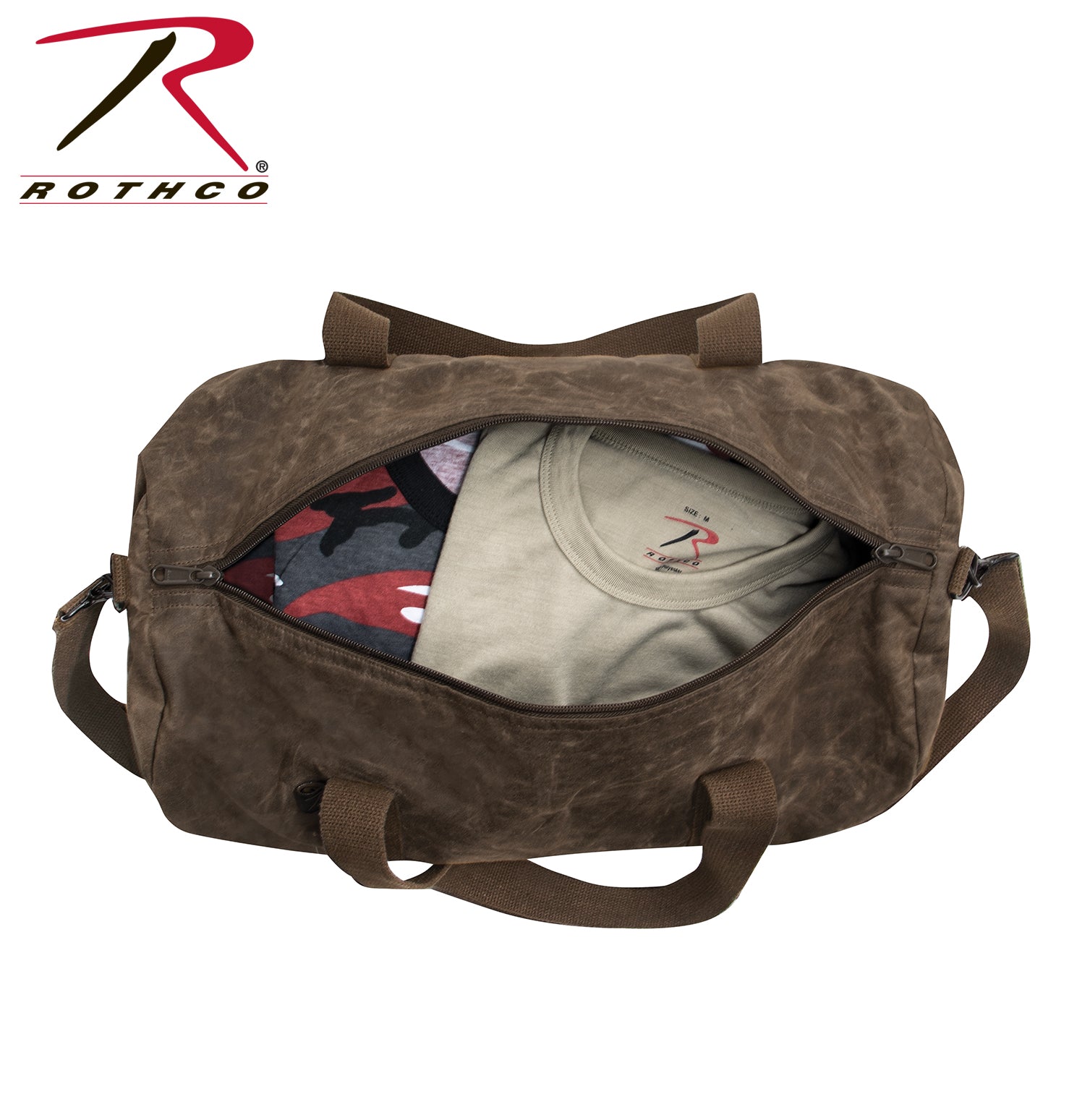 Rothco Waxed Canvas Shoulder Duffle Bag – 19 Inch Brown