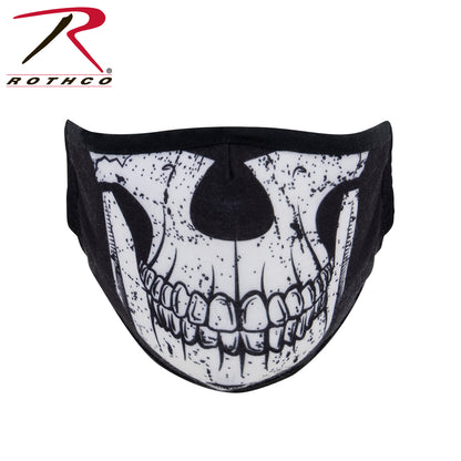 Rothco Half Skull Reusable 3-Layer Polyester Face Mask Size Small/Medium