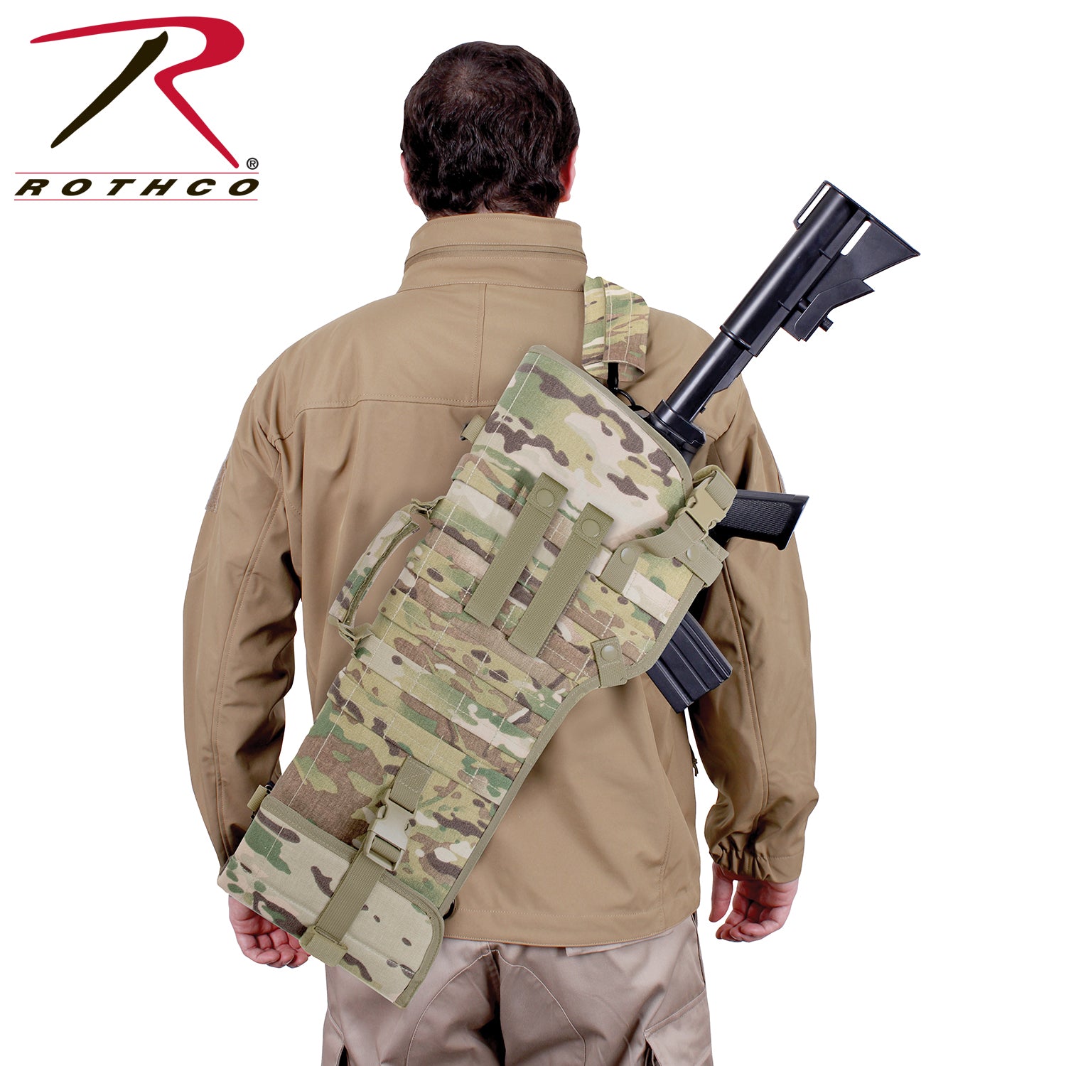 Rothco Tactical MOLLE Rifle Scabbard in MultiCam with Adjustable Fit and MOLLE Webbing
