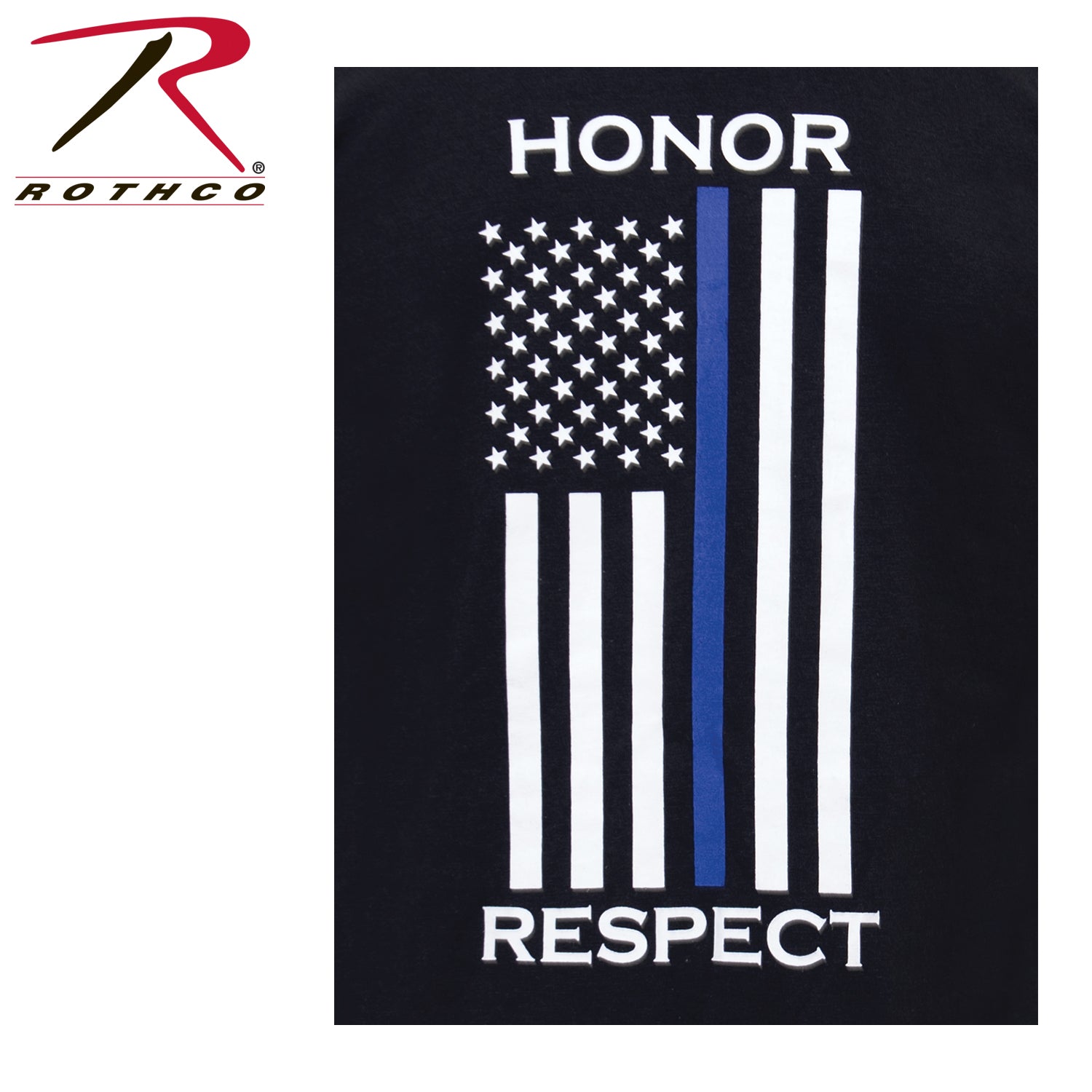 Rothco Thin Blue Line Honor and Respect Long Sleeve T-Shirt Size Small