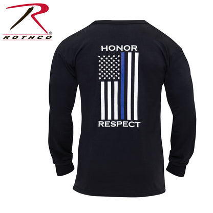 Rothco Thin Blue Line Honor and Respect Long Sleeve T-Shirt Size XL