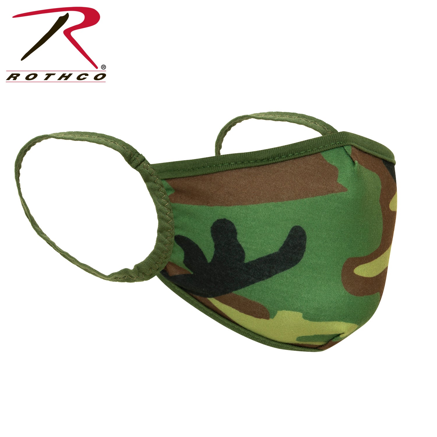 Rothco Camo 3-Layer Polyester Face Mask Woodland Camo Size L / XL