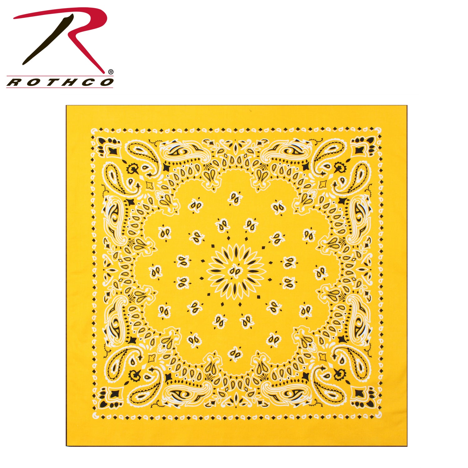 Rothco 27-Inch Trainmen Paisley Bandana – Extra-Large Yellow Cotton Headwear and Accessory