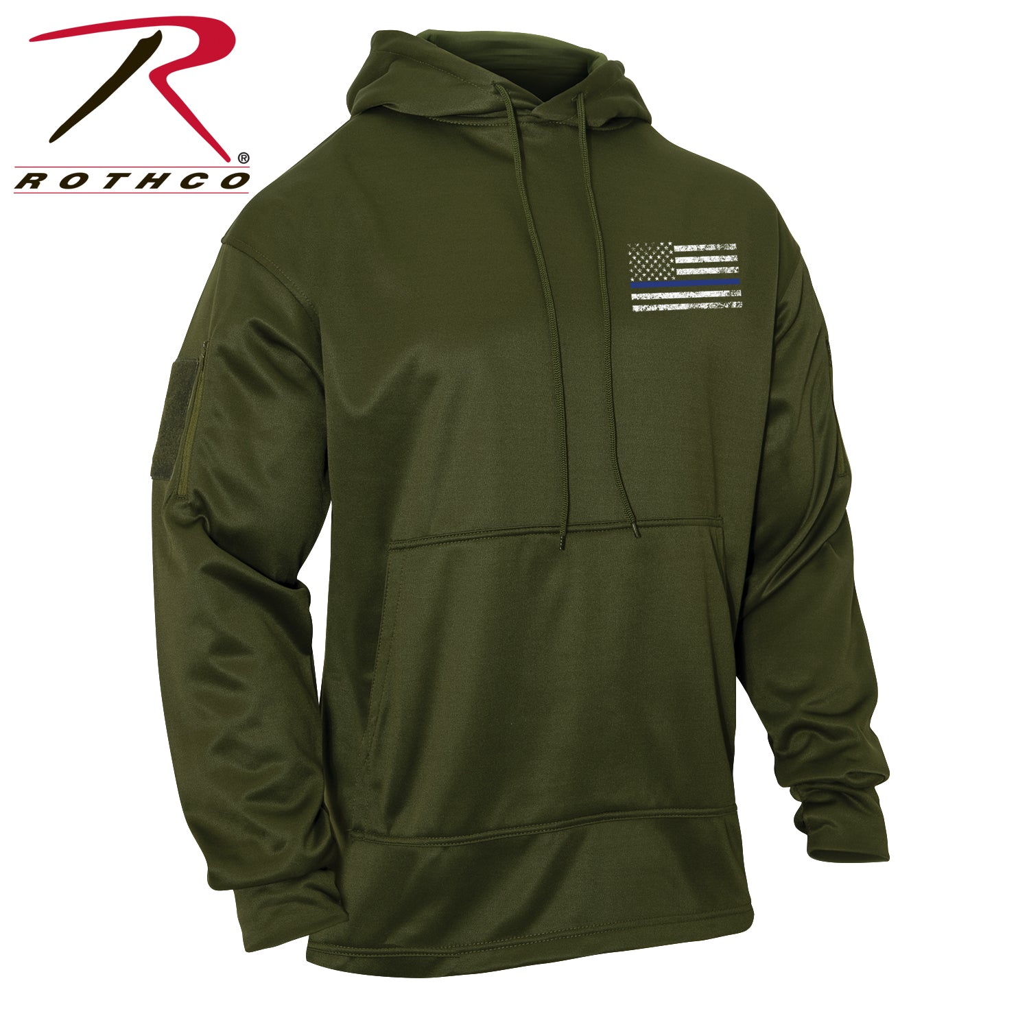 Rothco Concealed Carry Thin Blue Line Hoodie Olive Drab Size Large
