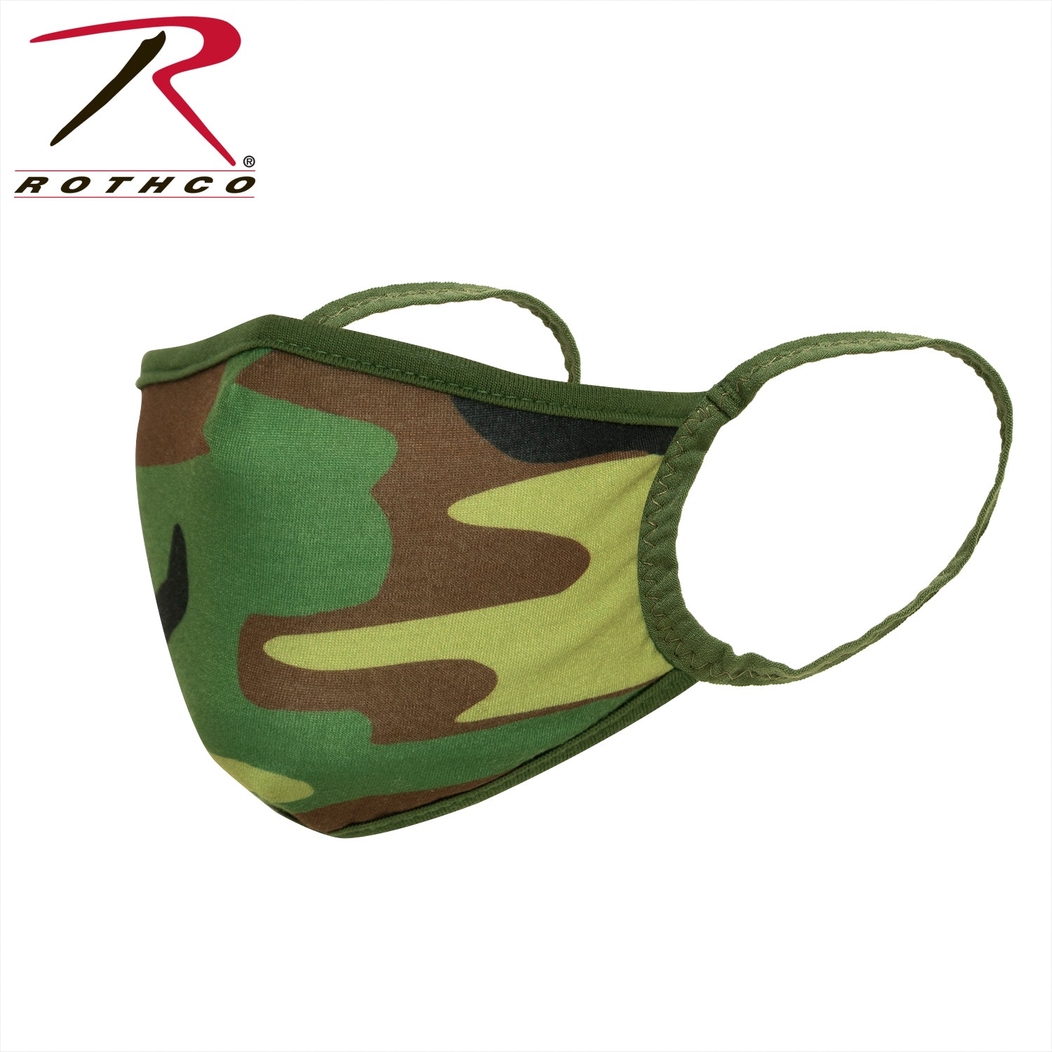 Rothco Camo 3-Layer Polyester Face Mask Woodland Camo Size L / XL