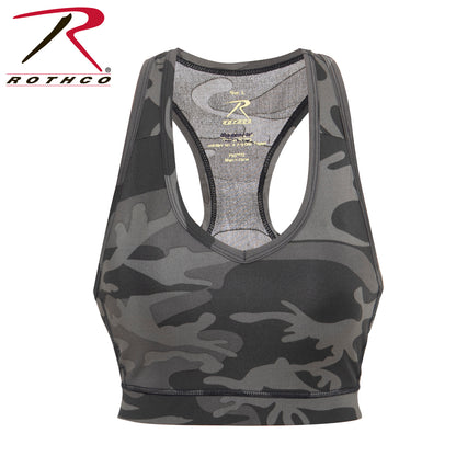 Rothco Black Camo Poly/Spandex Sports Bra Size M – Comfortable Support for Active Workout