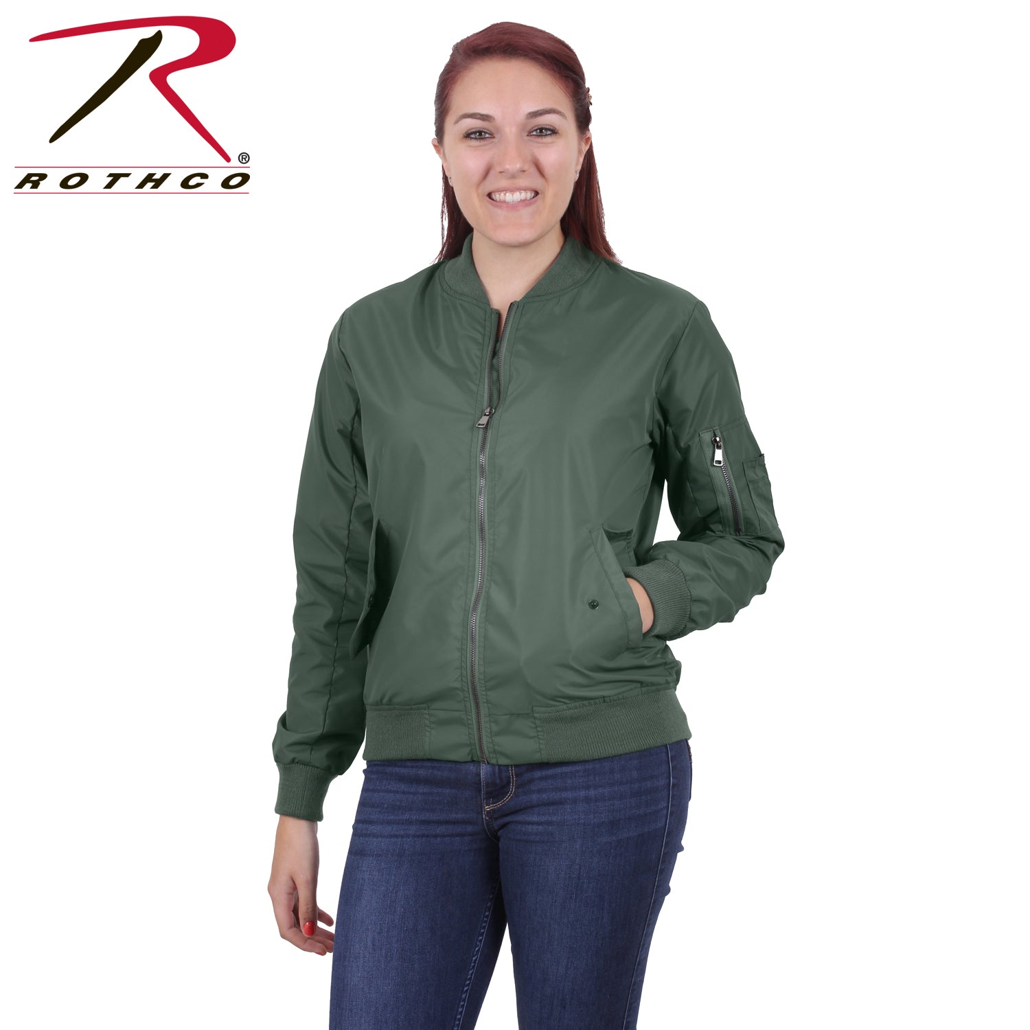 Rothco Women's Lightweight MA-1 Flight Jacket in Sage Green, Size XXS