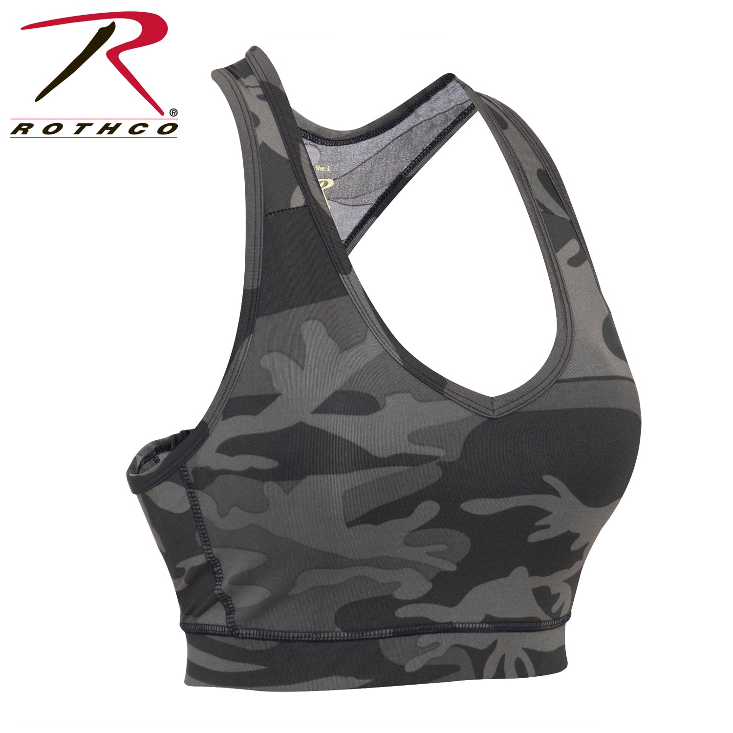 Rothco Black Camo Poly/Spandex Sports Bra Size S – Comfortable Support for Active Women
