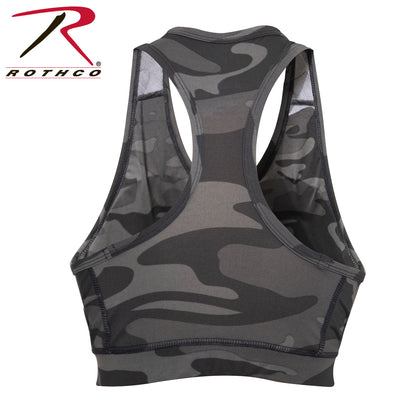 Rothco Poly/Spandex Camo Sports Bra Size Large - Black Camo