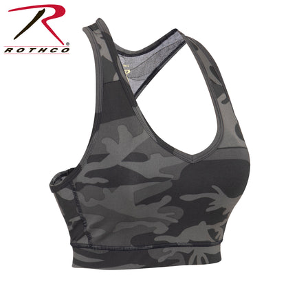 Rothco Black Camo Poly/Spandex Sports Bra Size M – Comfortable Support for Active Workout