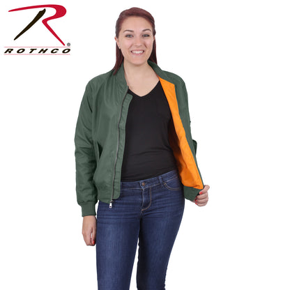 Rothco Women's Lightweight MA-1 Flight Jacket in Sage Green, Size XXS