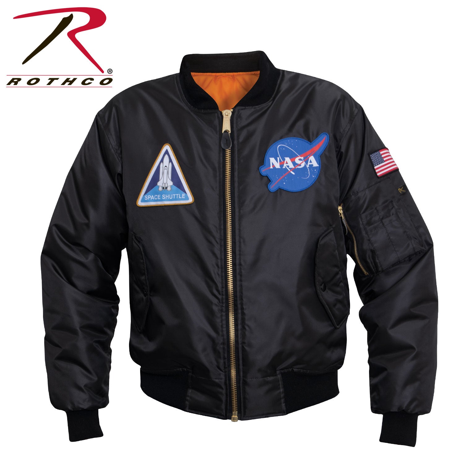 Rothco NASA MA-1 Flight Jacket - Black Size Small