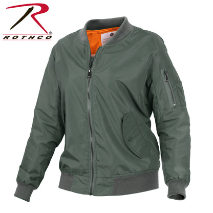 Rothco Women's Lightweight MA-1 Flight Jacket in Sage Green, Size XXS