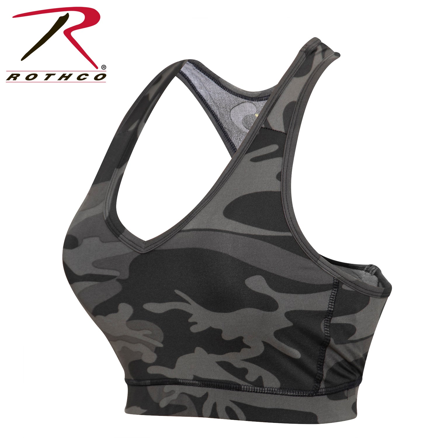 Rothco Black Camo Poly/Spandex Sports Bra Size S – Comfortable Support for Active Women