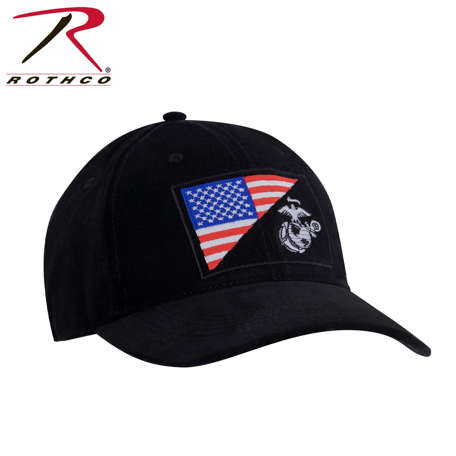 Rothco USMC Eagle, Globe and Anchor / US Flag Low Profile Cap - Black