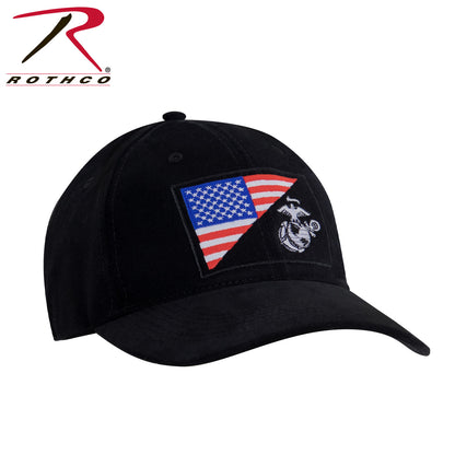 Rothco USMC Eagle, Globe and Anchor / US Flag Low Profile Cap - Black