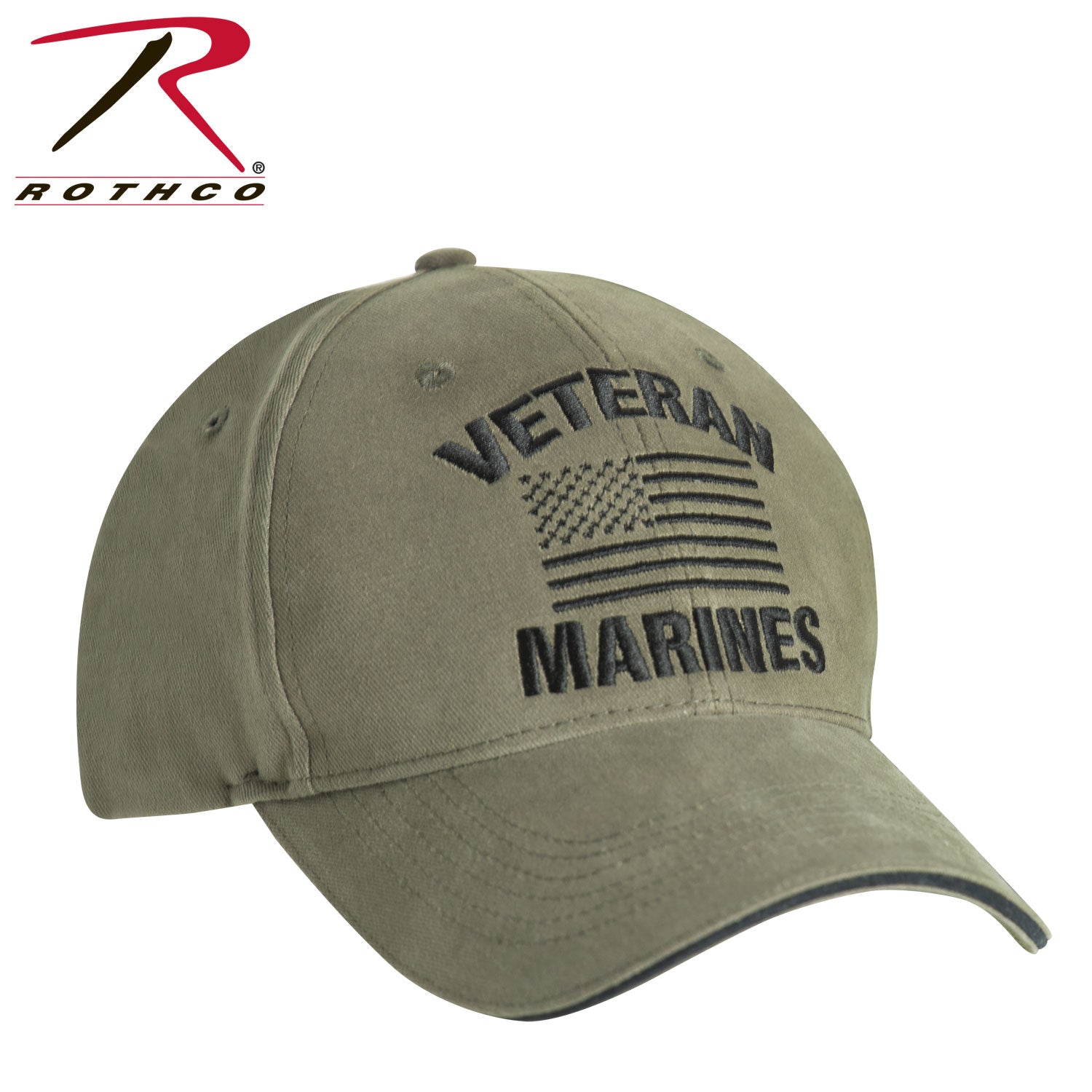 Rothco Vintage Veteran Low Profile Cap with Marine Emblem - Comfortable Brushed Cotton Twill Hat for Veterans