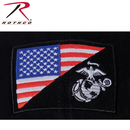 Rothco USMC Eagle, Globe and Anchor / US Flag Low Profile Cap - Black