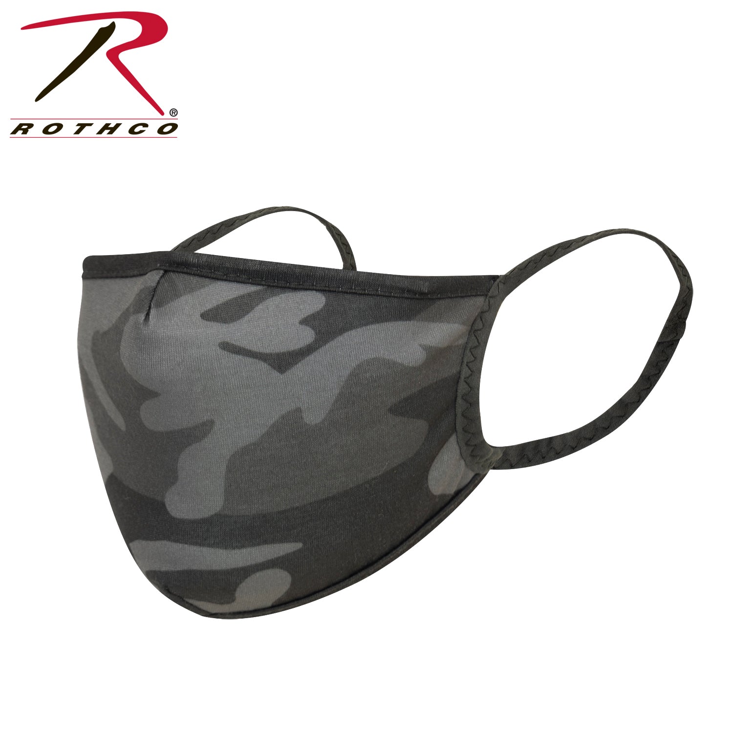 Rothco Camo 3-Layer Polyester Face Mask Black Camo Size S / M