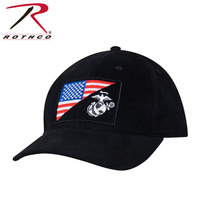 Rothco USMC Eagle, Globe and Anchor / US Flag Low Profile Cap - Black