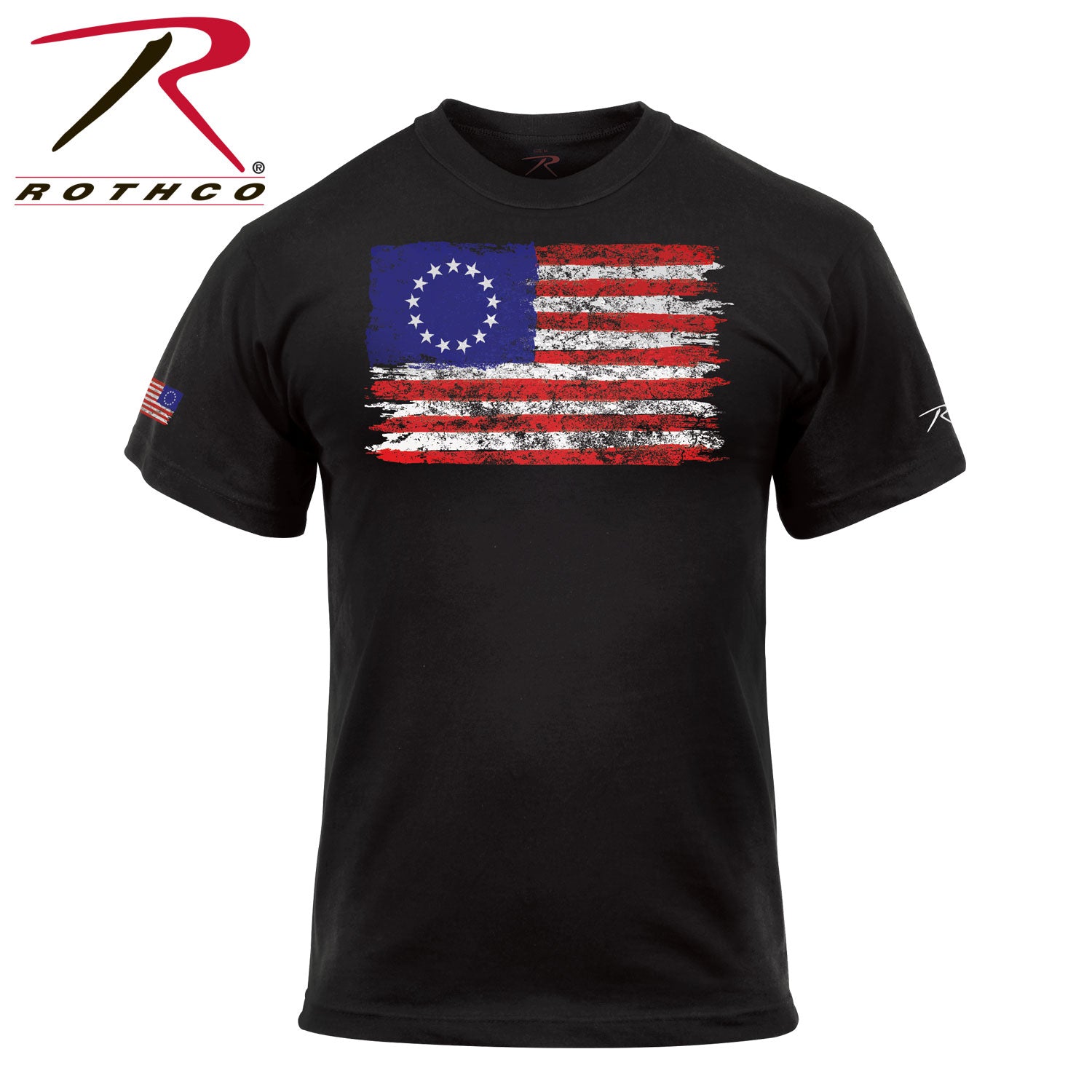 Rothco Colonial Betsy Ross Flag T-Shirt - Black Size XL
