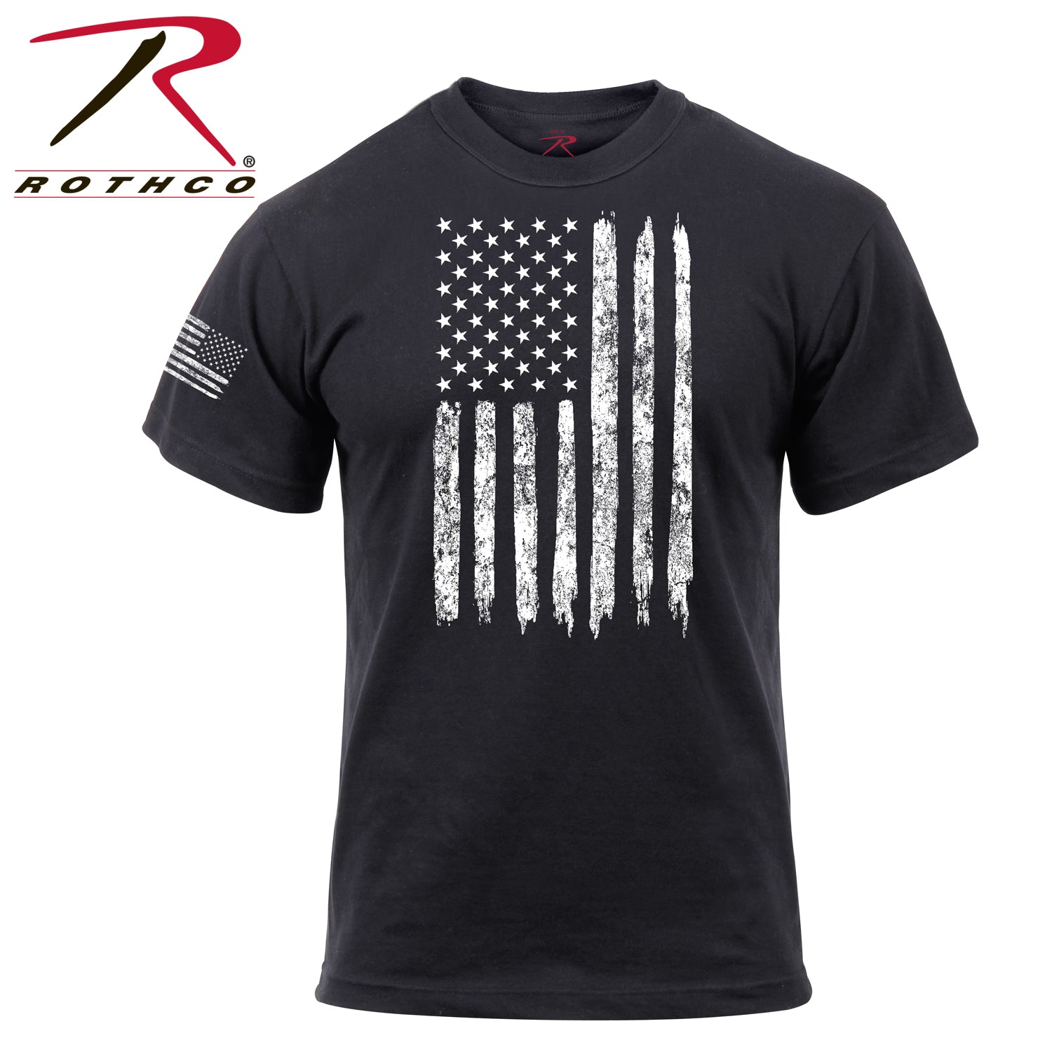 Rothco Distressed US Flag Athletic Fit T-Shirt in Black, Size 4XL
