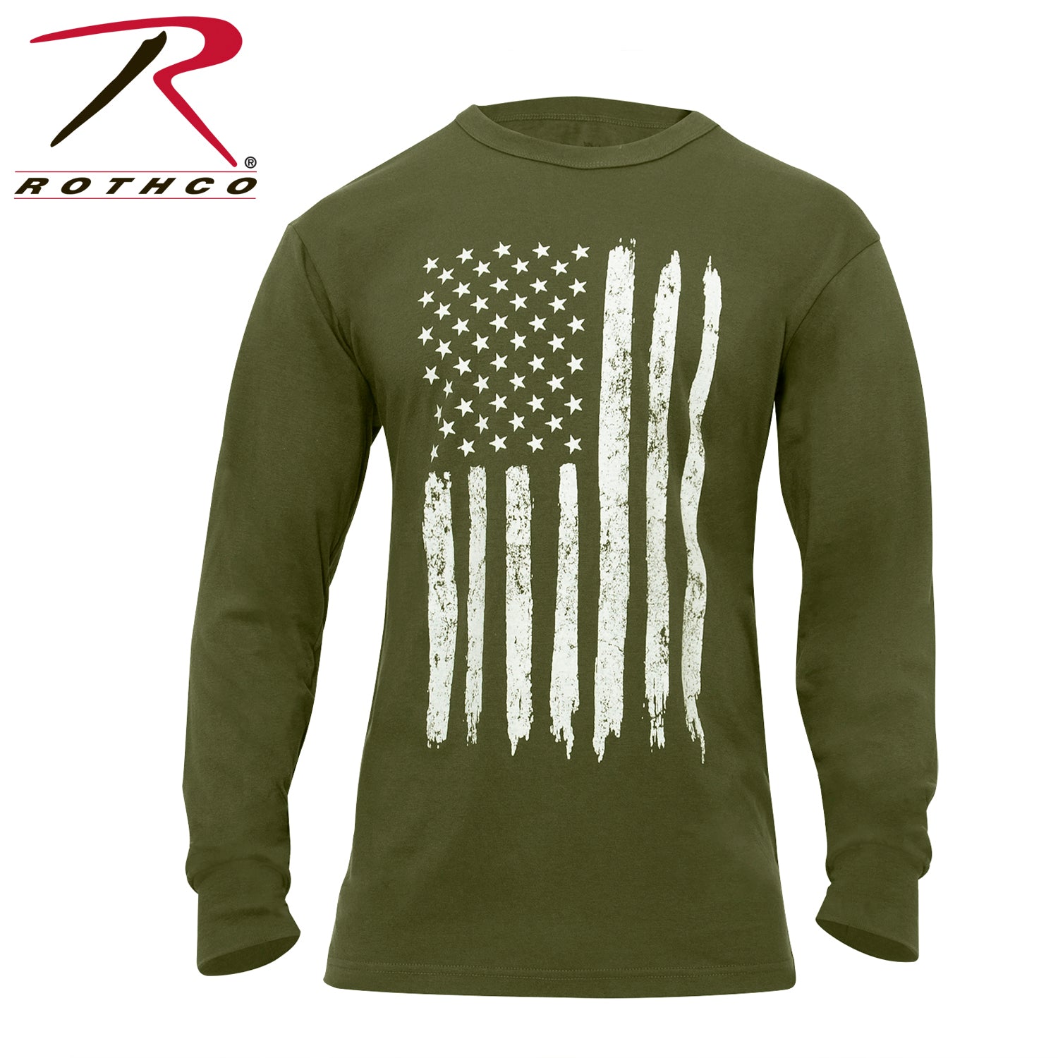 Rothco US Flag Long Sleeve T-Shirt Olive Drab 3XL – American Flag Graphic Tee for Men