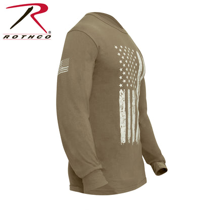 Rothco US Flag Long Sleeve T-Shirt in Coyote Brown, Size Small
