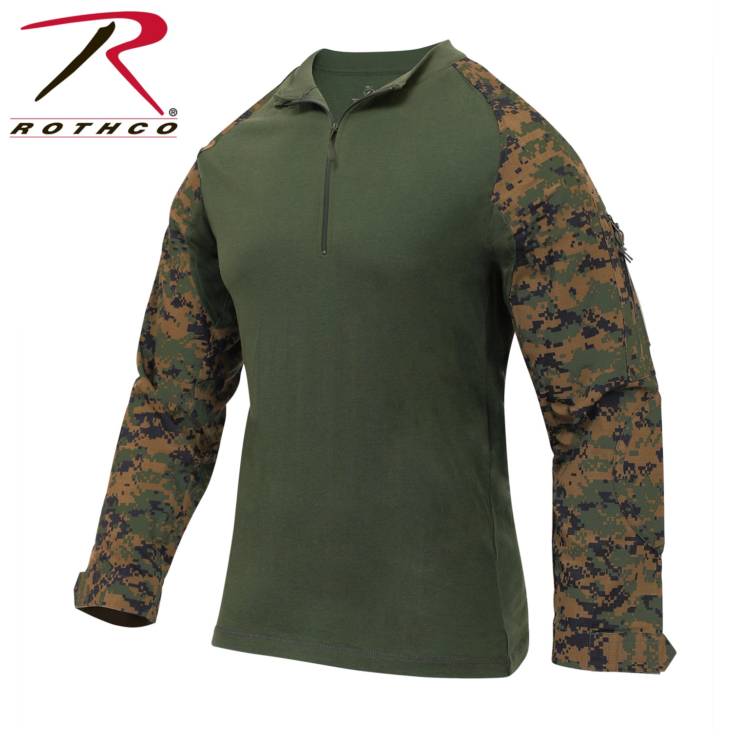 Rothco 1/4 Zip Tactical Airsoft Combat Shirt in Woodland Digital Camo – Size Large