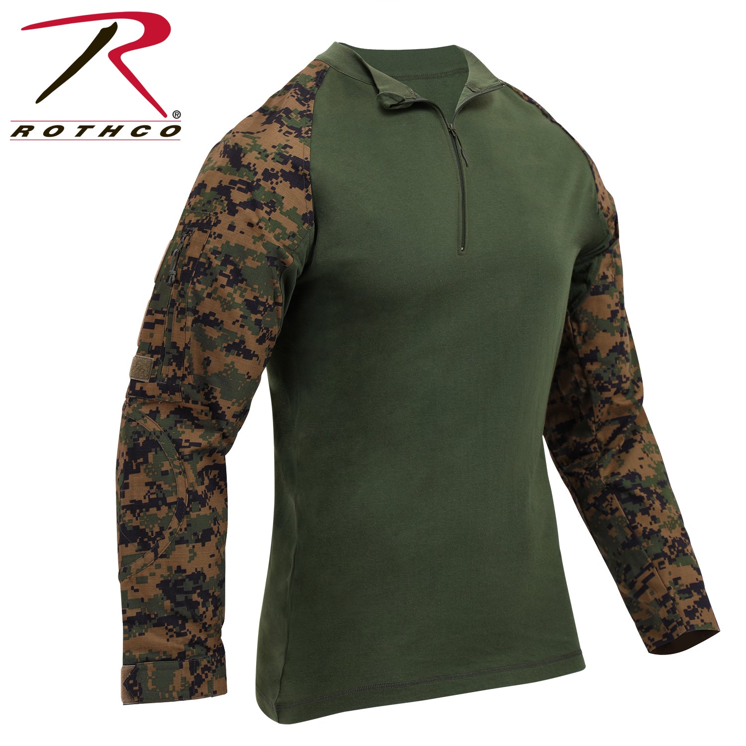 Rothco 1/4 Zip Tactical Airsoft Combat Shirt in Woodland Digital Camo, Size 3XL