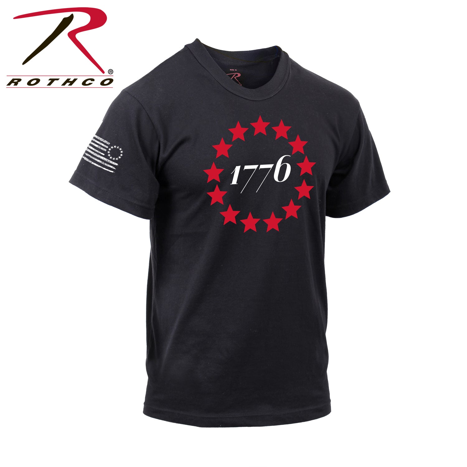 Rothco 1776 T-Shirt - Black Size XL with Patriotic Design