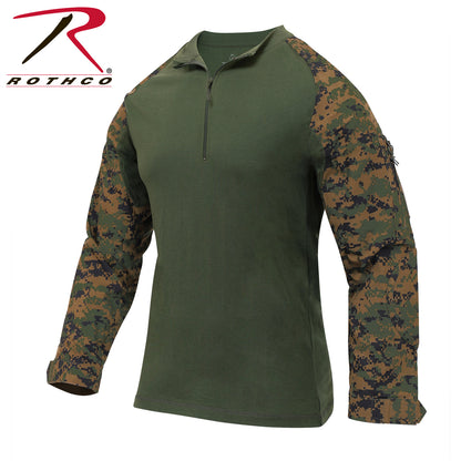Rothco 1/4 Zip Tactical Airsoft Combat Shirt in Woodland Digital Camo, Size XL