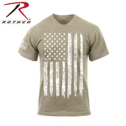 Rothco Distressed US Flag Athletic Fit T-Shirt in Desert Sand, Size M
