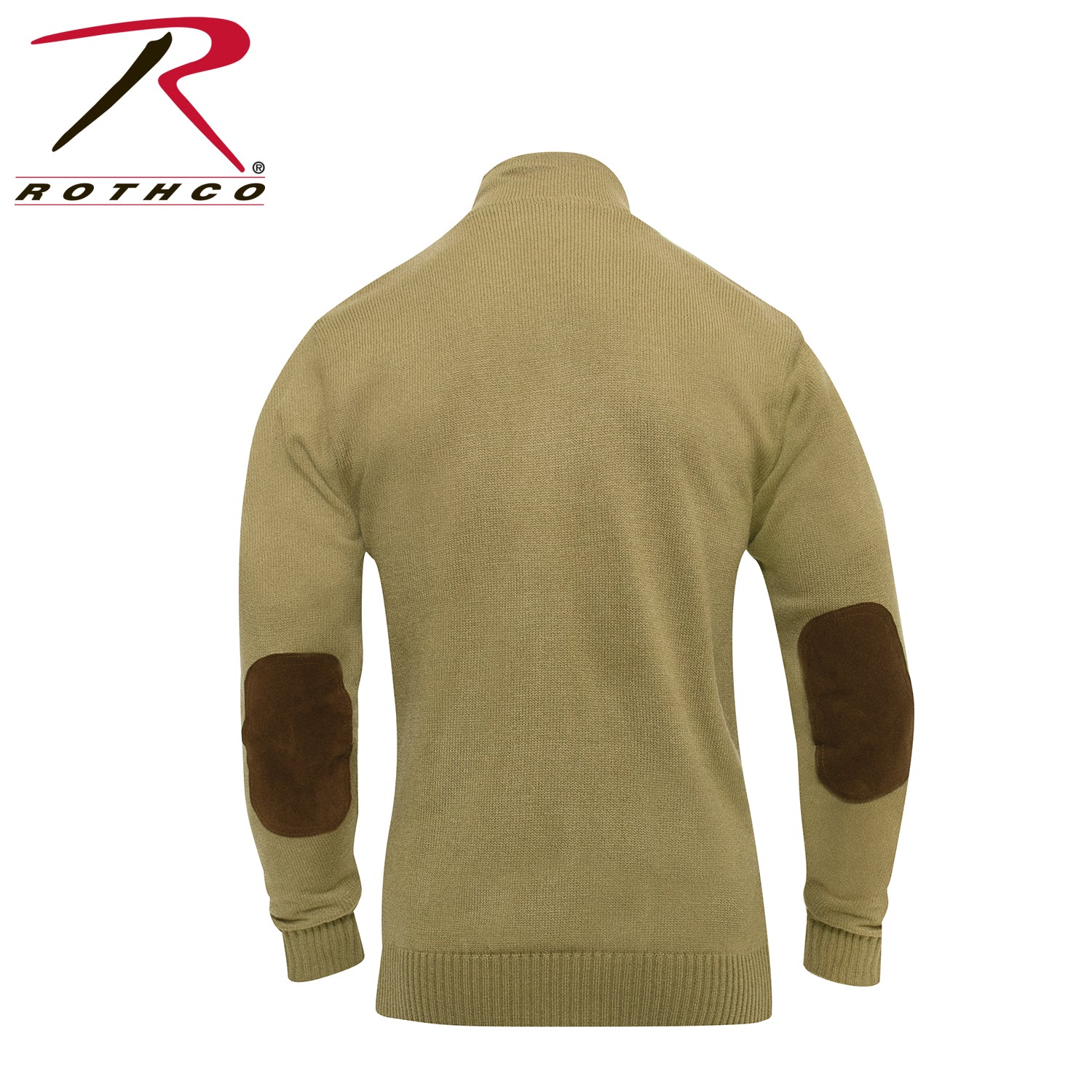 Rothco 3-Button Sweater with Suede Accents in Khaki, Size 2XL
