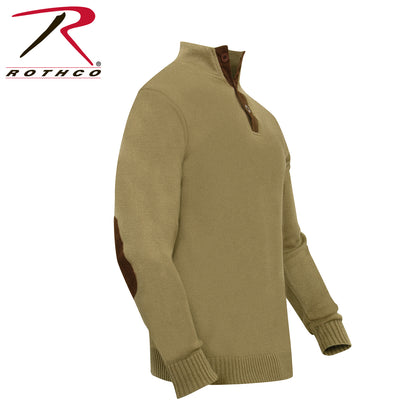 Rothco 3-Button Sweater with Suede Accents in Khaki, Size 2XL
