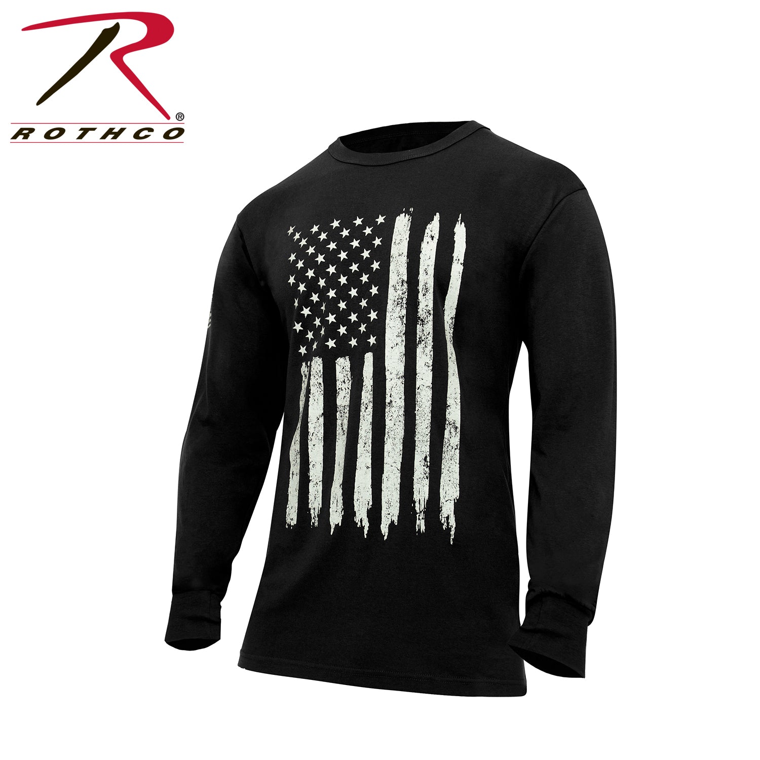 Rothco US Flag Long Sleeve T-Shirt in Black, Size M