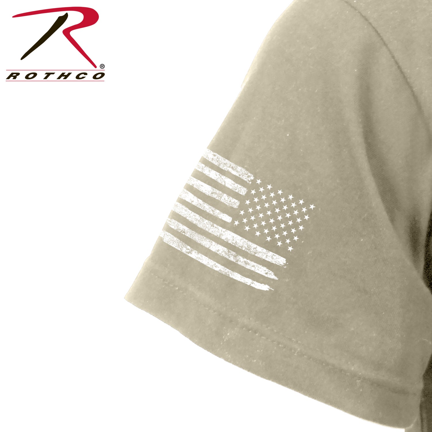 Rothco Distressed US Flag Athletic Fit T-Shirt in Desert Sand, Size M