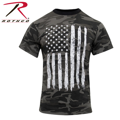 Rothco Camo US Flag T-Shirt in Black Camo, Size M