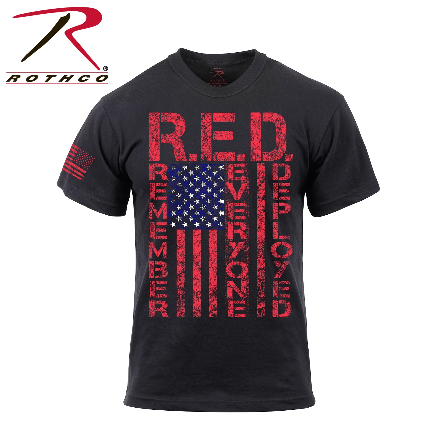 Rothco Athletic Fit R.E.D. Remember Everyone Deployed T-Shirt in Black – Size 3XL