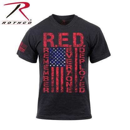 Rothco Athletic Fit R.E.D. Remember Everyone Deployed T-Shirt in Black – Size 3XL