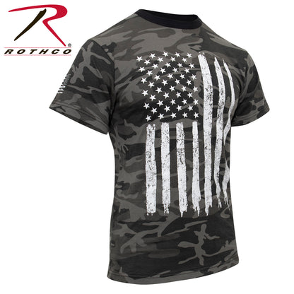 Rothco Camo US Flag T-Shirt in Black Camo, Size XL